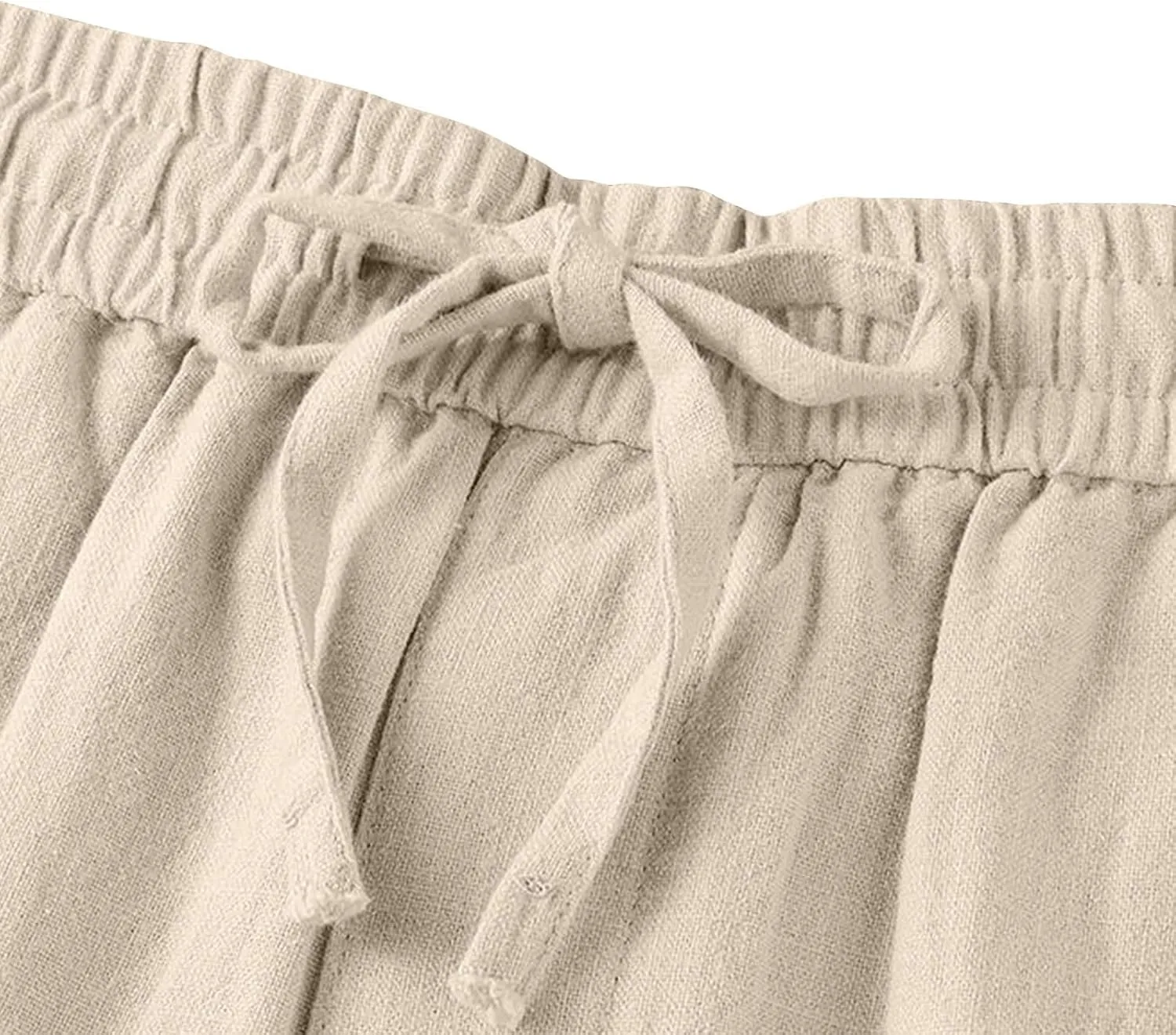 Women Linen Pants Wide Leg Casual Palazzo Pants Soft Cotton Linen Lounge Beach Summer Outfits Trousers with Pockets
