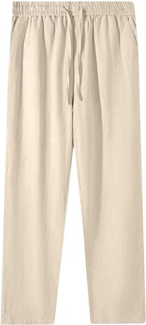 Women Linen Pants Wide Leg Casual Palazzo Pants Soft Cotton Linen Lounge Beach Summer Outfits Trousers with Pockets