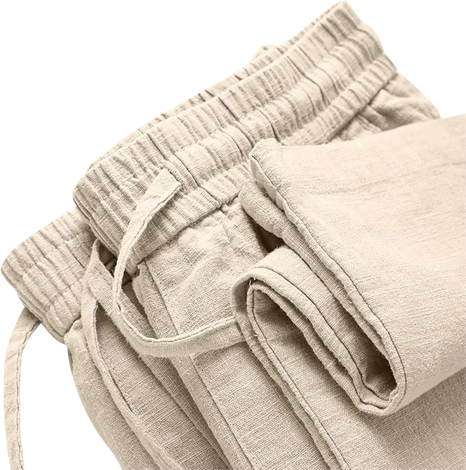Women Linen Pants Wide Leg Casual Palazzo Pants Soft Cotton Linen Lounge Beach Summer Outfits Trousers with Pockets