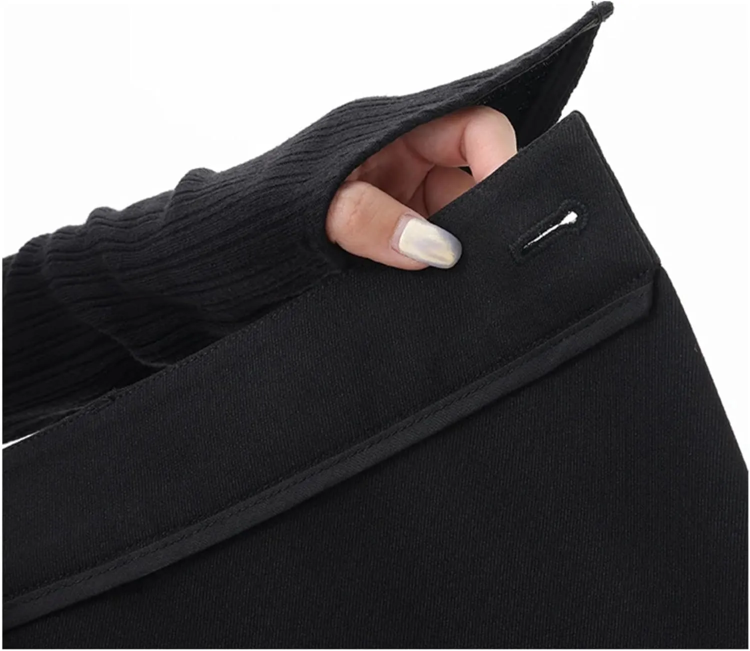 Women Pants High Waisted Wide Leg Pants Irregular Patchwork Casual Black Full Length Solid Straight Trousers