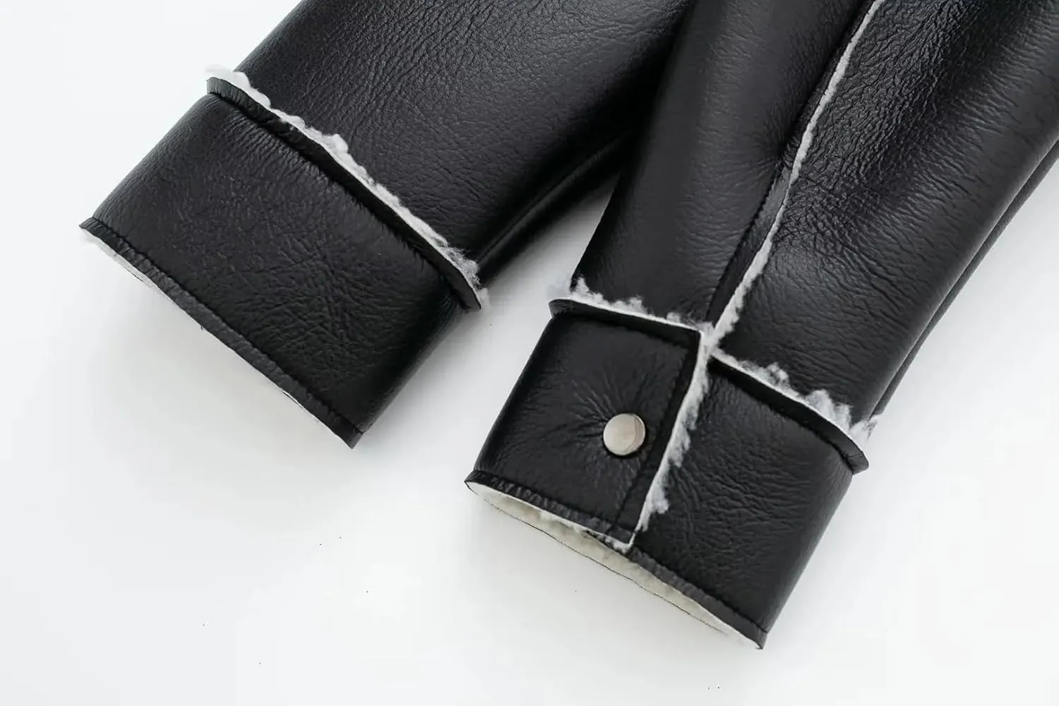 Women Short Leather Jacket Lapel Single Breasted Coat Vintage Biker Motorcycle Jackets