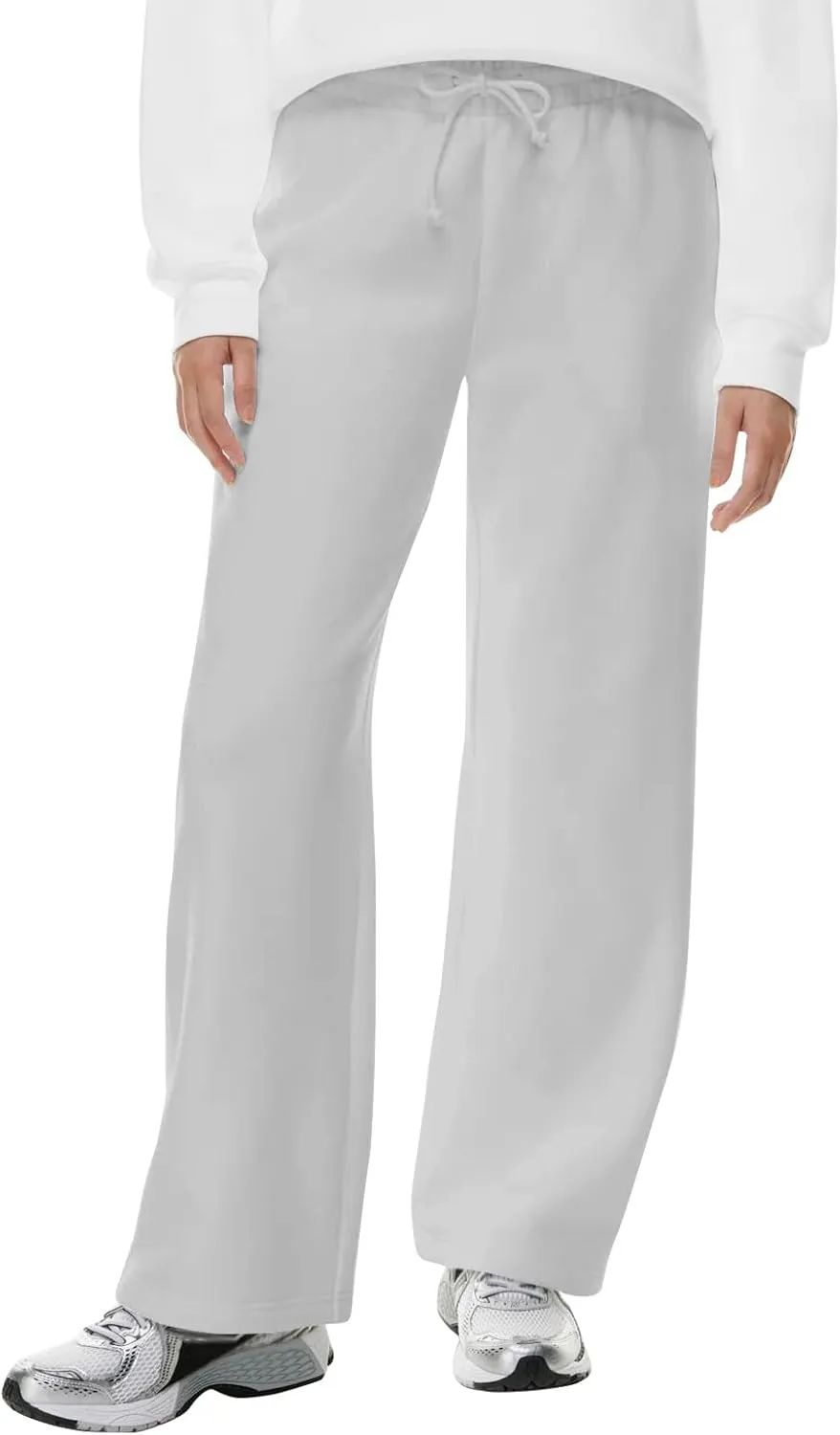 Women Wide Leg Sweatpants Cozy Fleece Boyfriend Basic Sweatpant Causal Drawstring High Waist Baggy Straight Leg Jogger