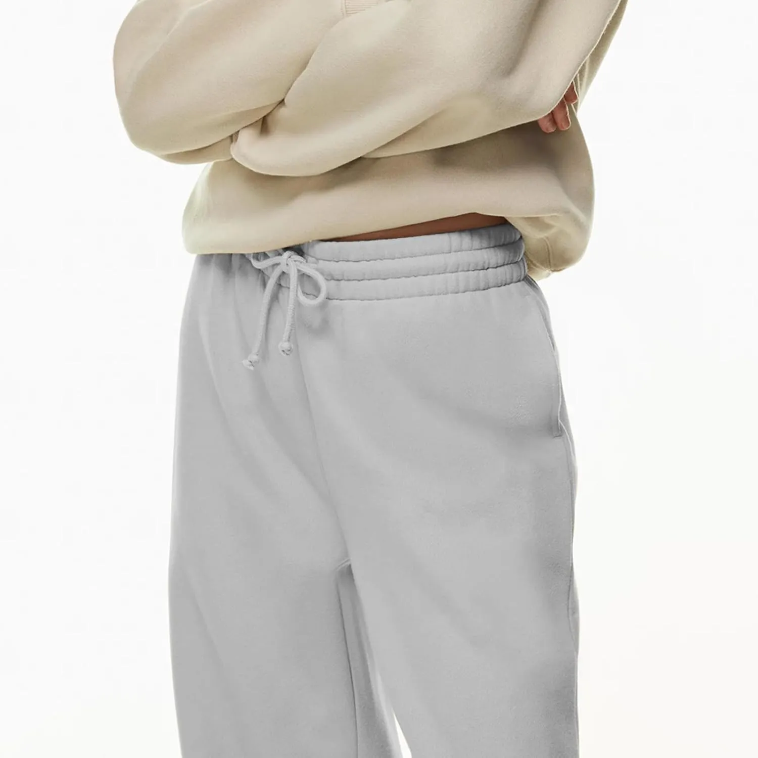 Women Wide Leg Sweatpants Cozy Fleece Boyfriend Basic Sweatpant Causal Drawstring High Waist Baggy Straight Leg Jogger