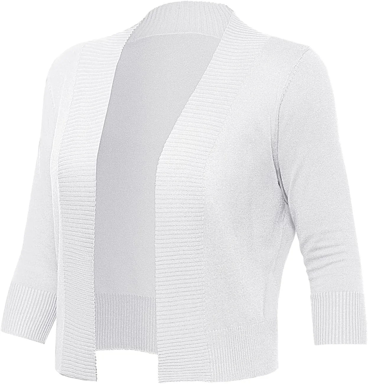 Women's 3/4 Sleeve Cropped Cardigan Sweaters Open Front Bolero Short Shrugs S-XL