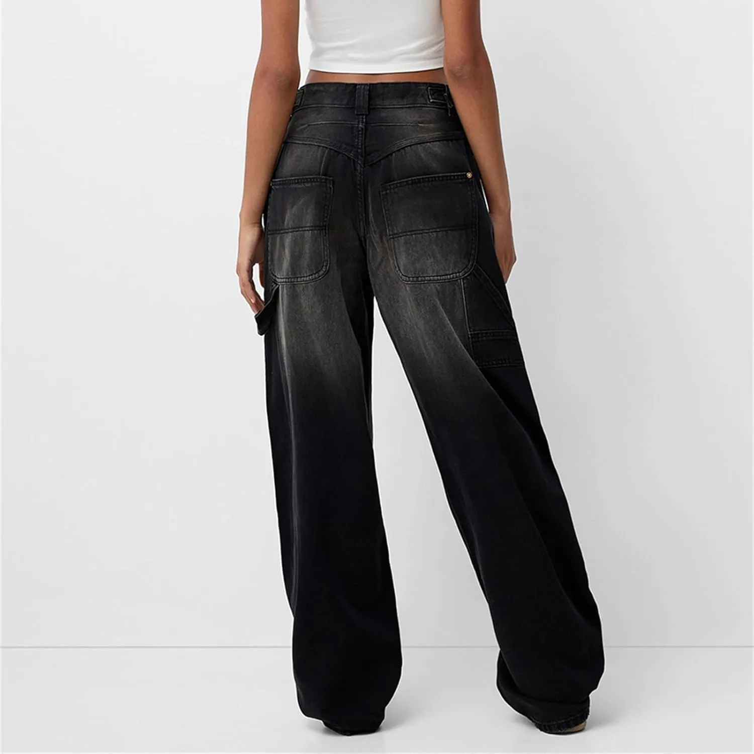 Women's Baggy Denim Pants Casual Low Rise Wide Leg Boyfriend Jeans Vintage Loose Straight Leg Jeans Y2K Streetwear