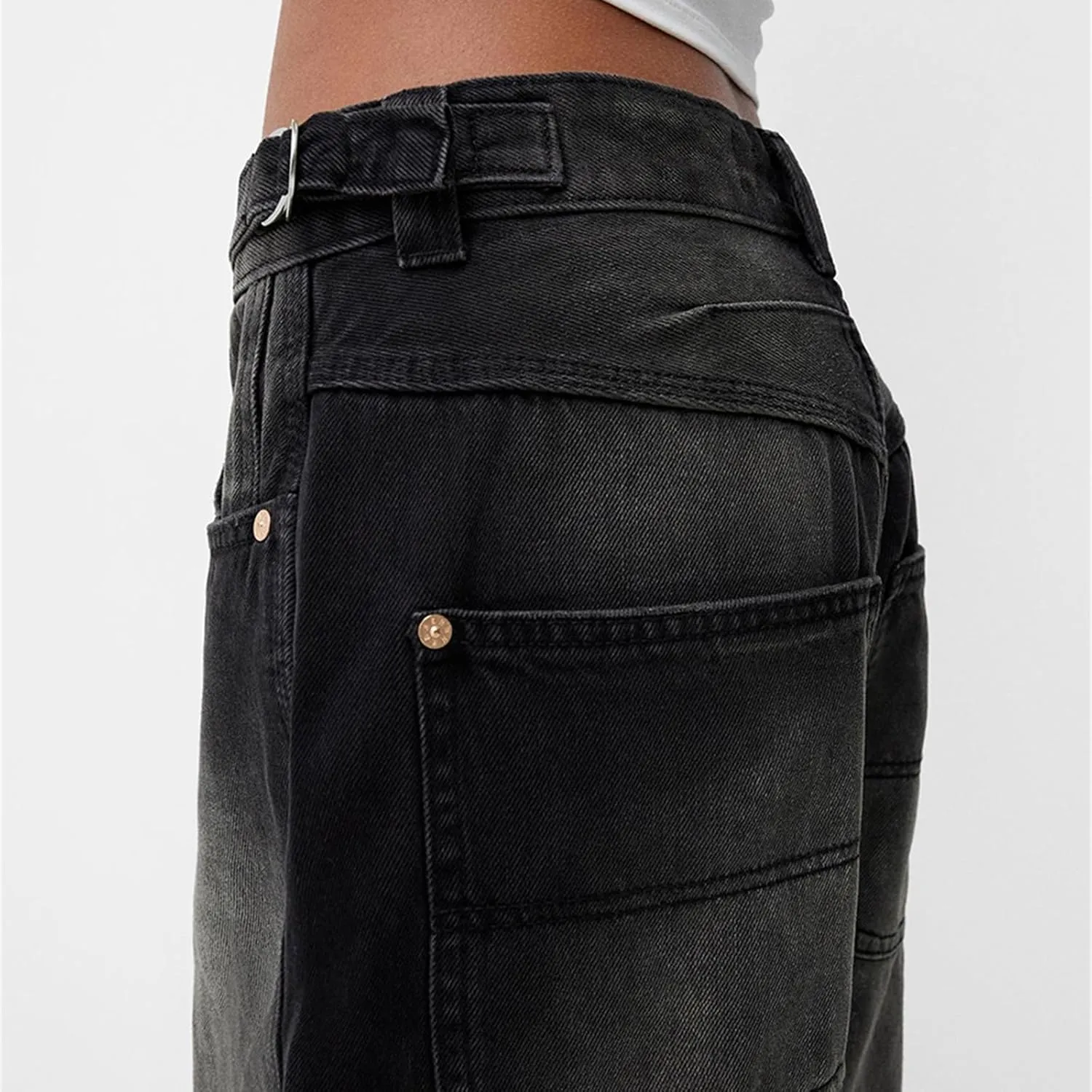 Women's Baggy Denim Pants Casual Low Rise Wide Leg Boyfriend Jeans Vintage Loose Straight Leg Jeans Y2K Streetwear