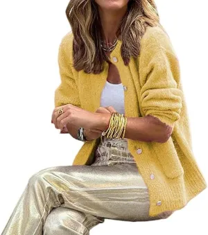 Women's Cardigan Women Sweater Cardigan Casual Loose Single Breasted Long Sleeve Sweaters Office Commute Knitwear