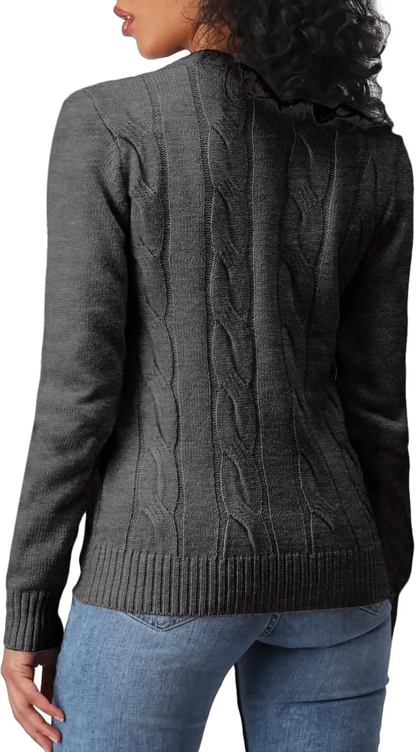 Women's Casual Slim Fit Cardigan Sweaters Long Sleeve Button Down Lightweight Waist Length
