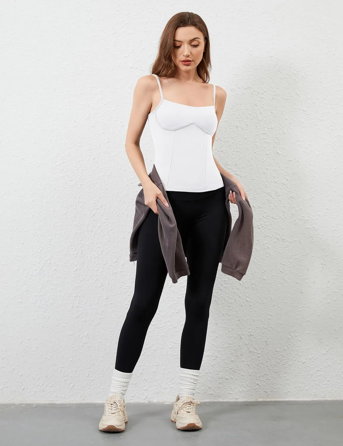 Womens Corset Tank Tops Sexy Slim Fit Adjustable Spaghetti Strap Tank Top Summer Square Neck Skinny Camisole Tops