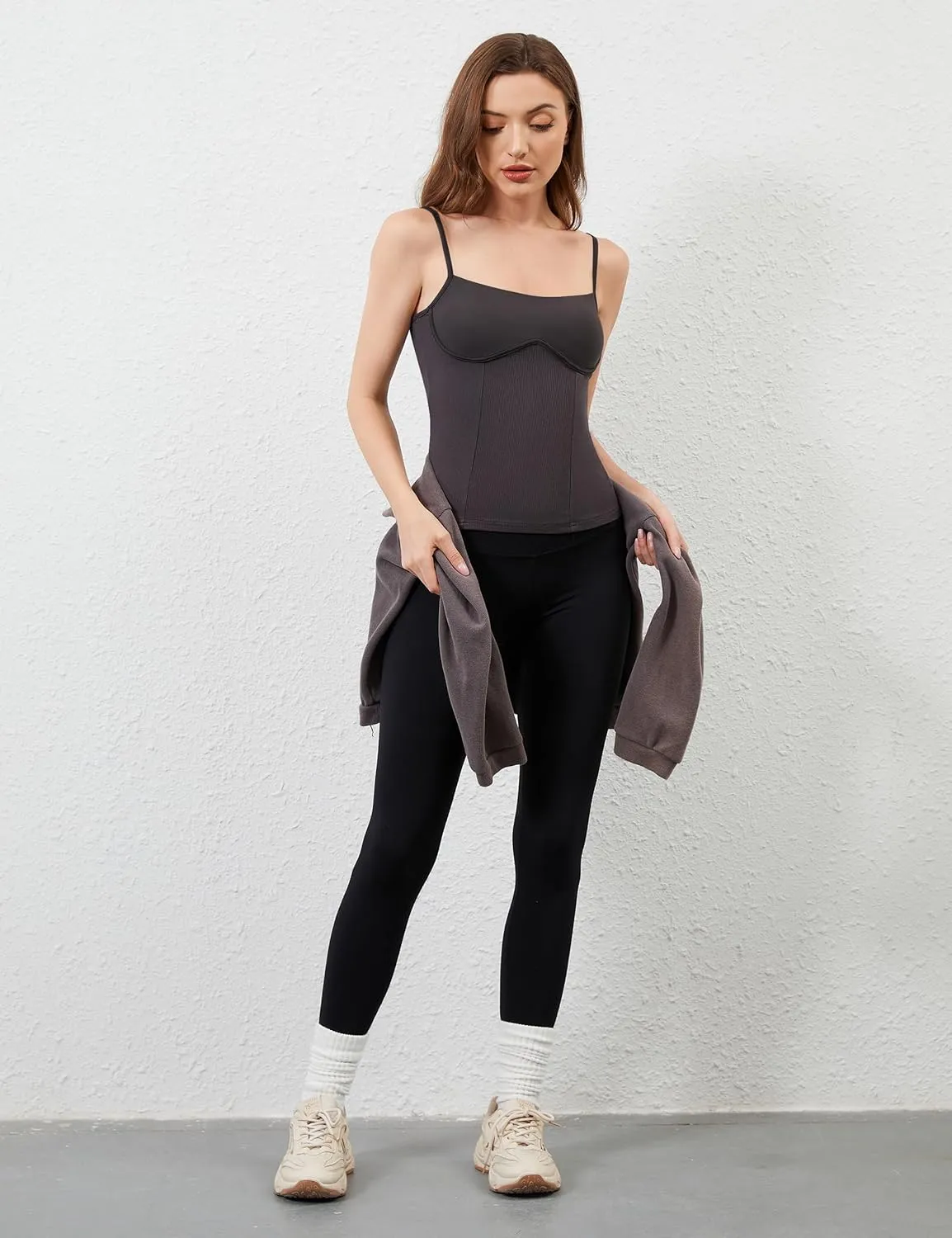 Womens Corset Tank Tops Sexy Slim Fit Adjustable Spaghetti Strap Tank Top Summer Square Neck Skinny Camisole Tops