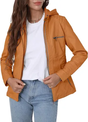 Women's Faux Shearing Moto Jacket Thick Lined Parka Winter Coat Sheepskin Leather Jacket