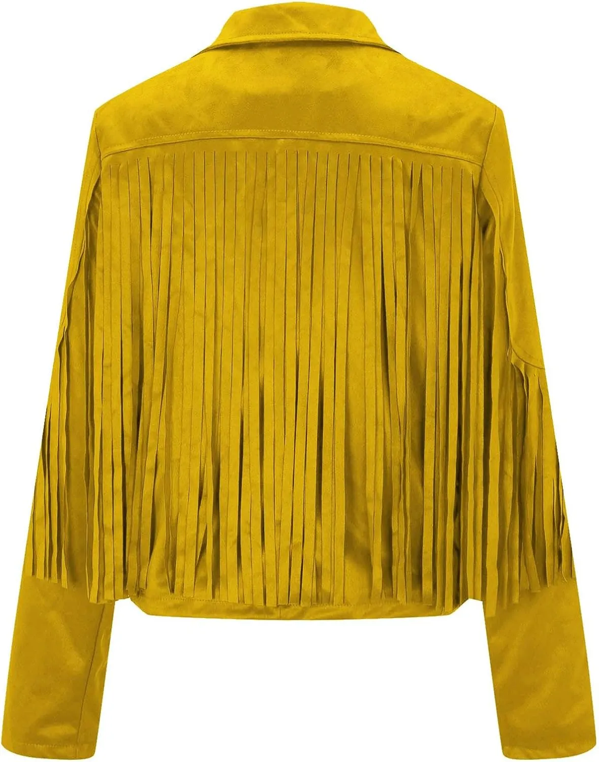 Women's Fringe Faux Suede Leather Jackets Tassel Cropped Coats Western Cowboy Jacket Outerwear Hippie Concert Outfits