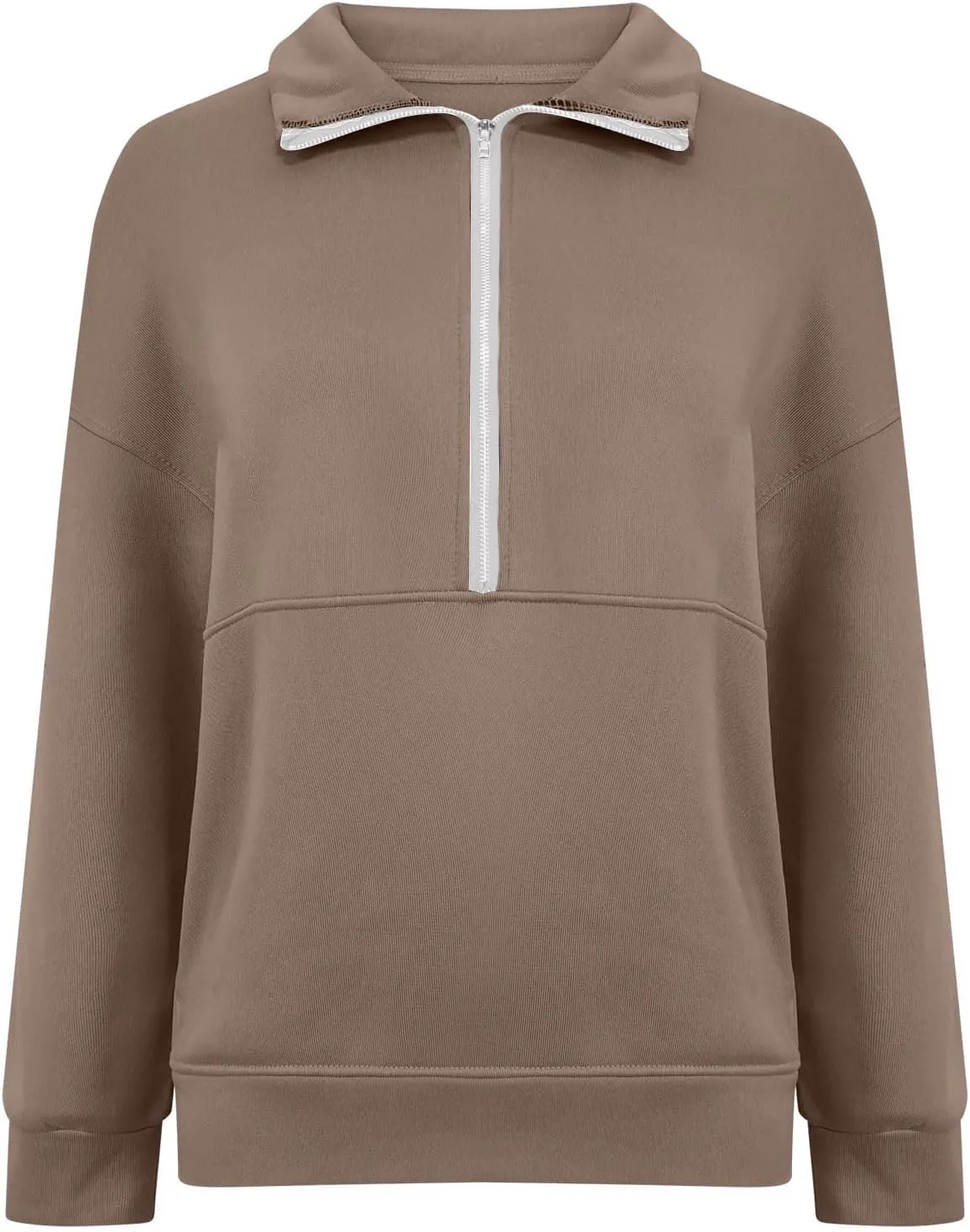 Women's Half Zip Sweatshirts Long Sleeve Drop Shoulder Pullover Casual Oversized Hoodies with Pocket