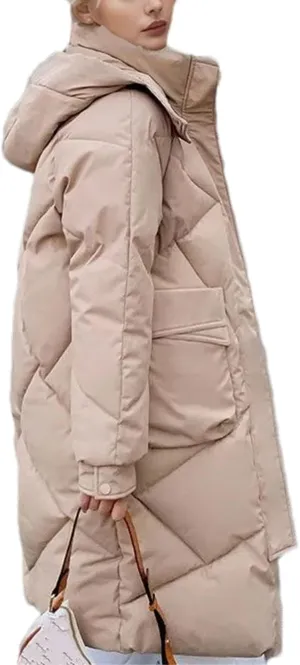 Women's Hooded Long Parkas Coats Pocket Vintage Thicken Warm Cotton-Padded Jacket
