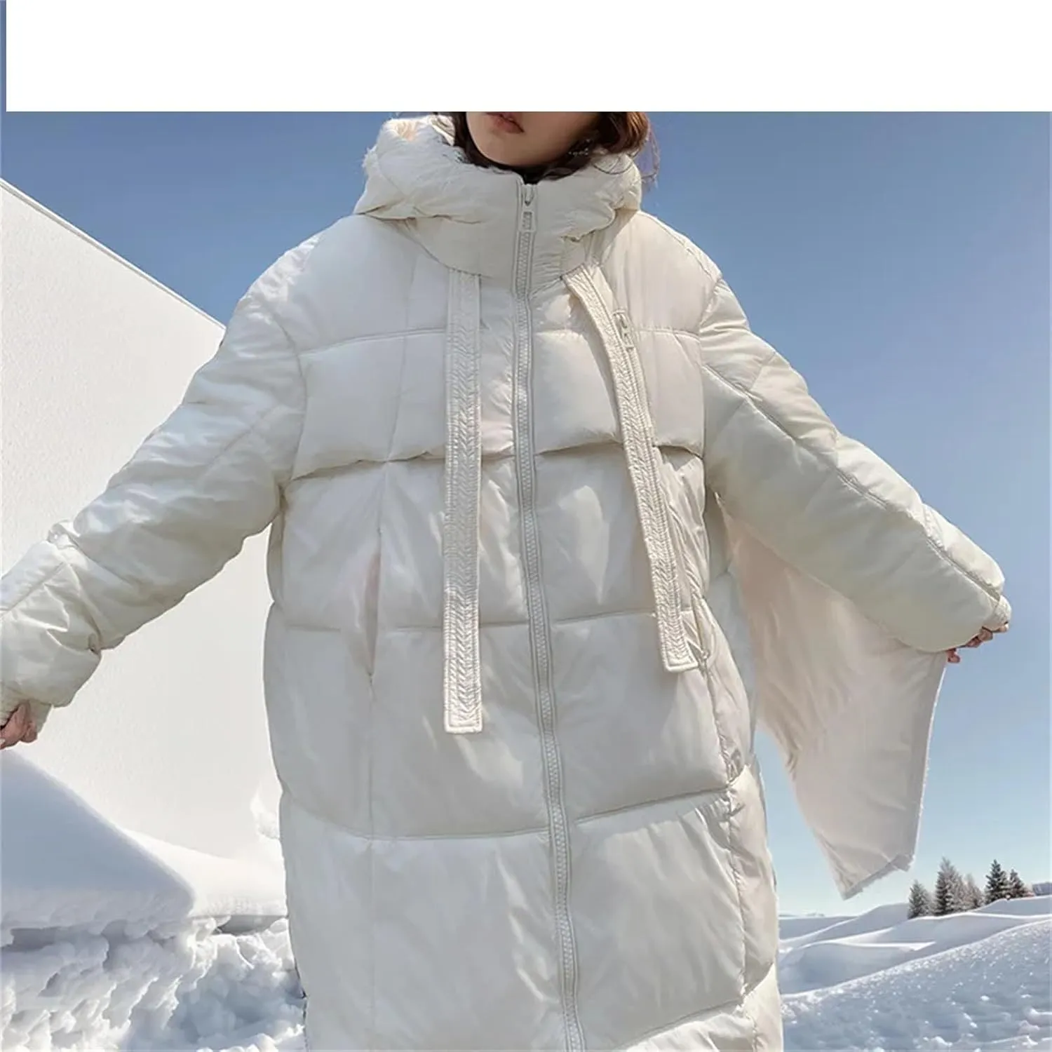 Women's Hooded Thicken Warm Parkas Coats Vintage Long Knee Over Cotton-Padded Jacket