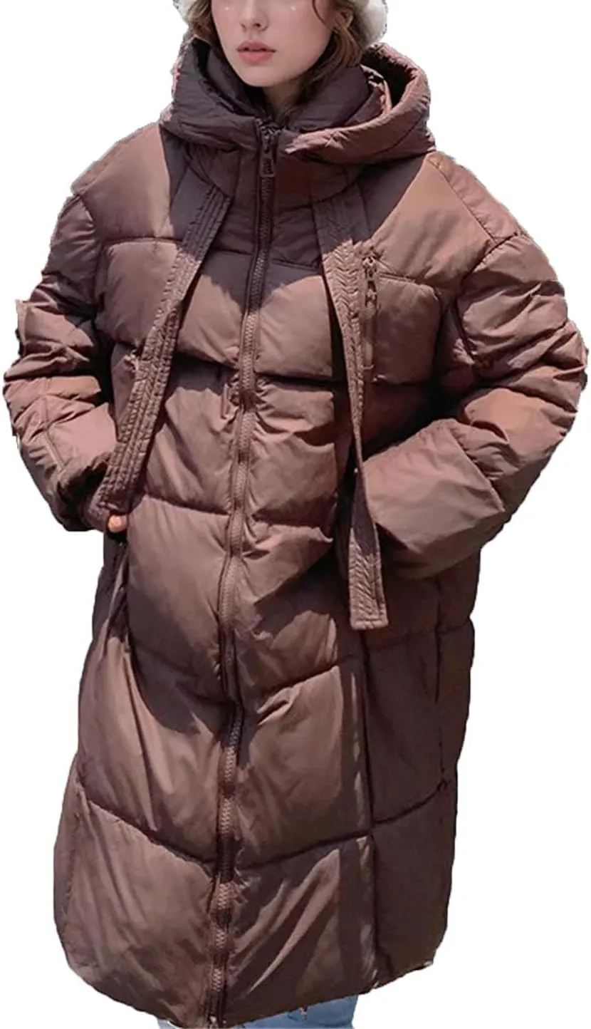 Women's Hooded Thicken Warm Parkas Coats Vintage Long Knee Over Cotton-Padded Jacket