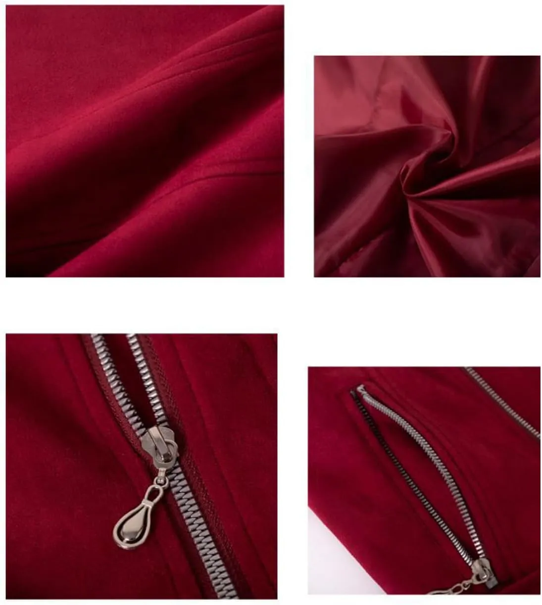 Women's Lapel Faux Suede Leather Short Slim-Fit Outerwear Moto Jacket Biker Coat