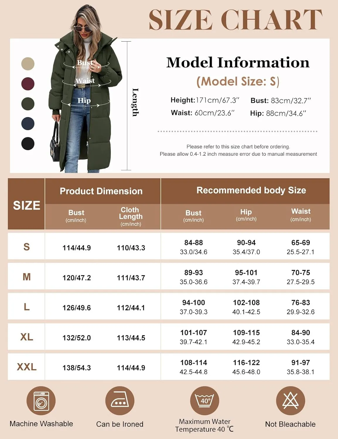 Women's Long Puffer Jacket Winter Thicken Warm Quilted Jacket Coat Fashion Hooded Zip Up Parka Outerwear with Pockets