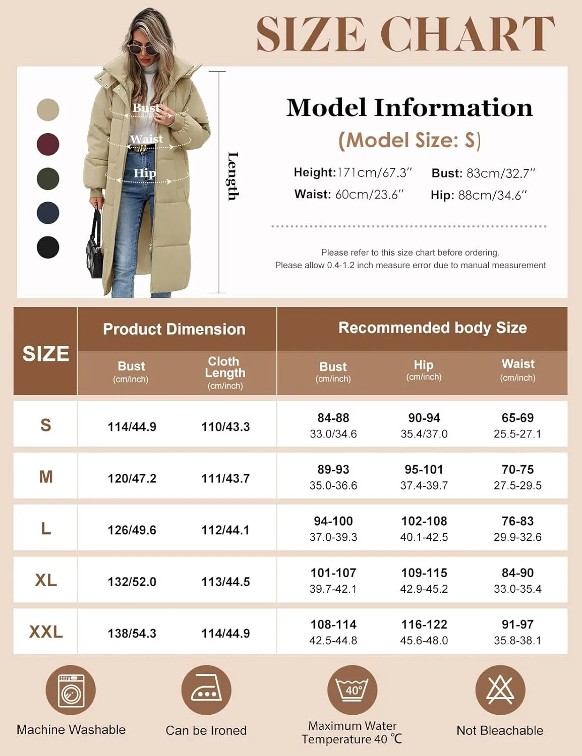 Women's Long Puffer Jacket Winter Thicken Warm Quilted Jacket Coat Fashion Hooded Zip Up Parka Outerwear with Pockets