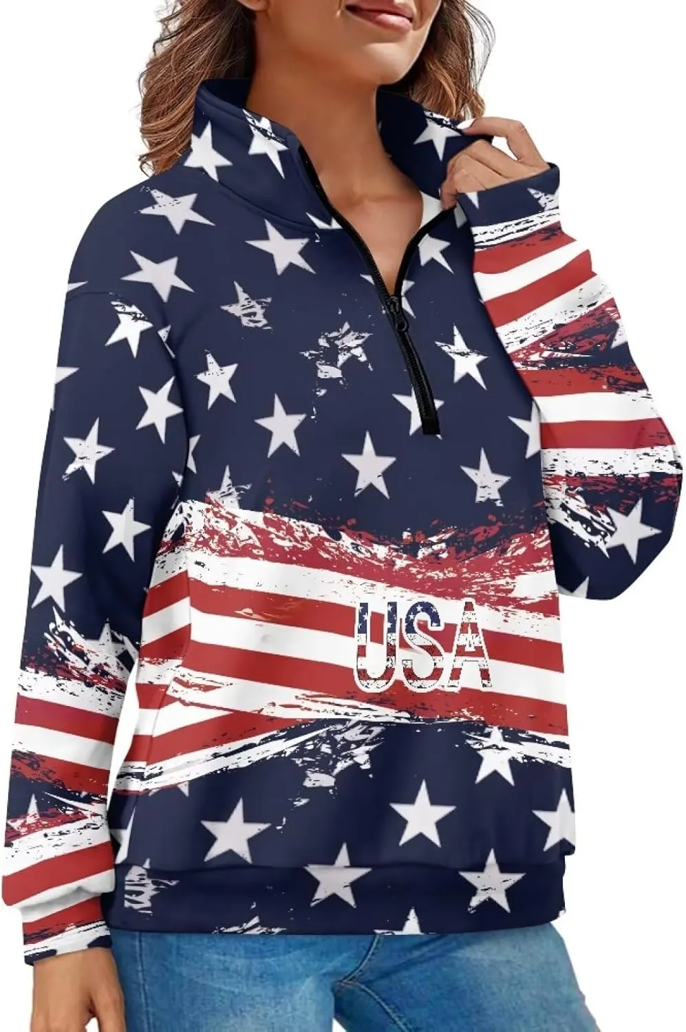 Womens Oversized Hoodie Half Zip UP Sweatshirt Graphic Sweaters for Women 2024 Fall Winter Size S-3XL