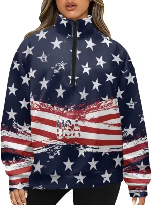 Womens Oversized Hoodie Half Zip UP Sweatshirt Graphic Sweaters for Women 2024 Fall Winter Size S-3XL