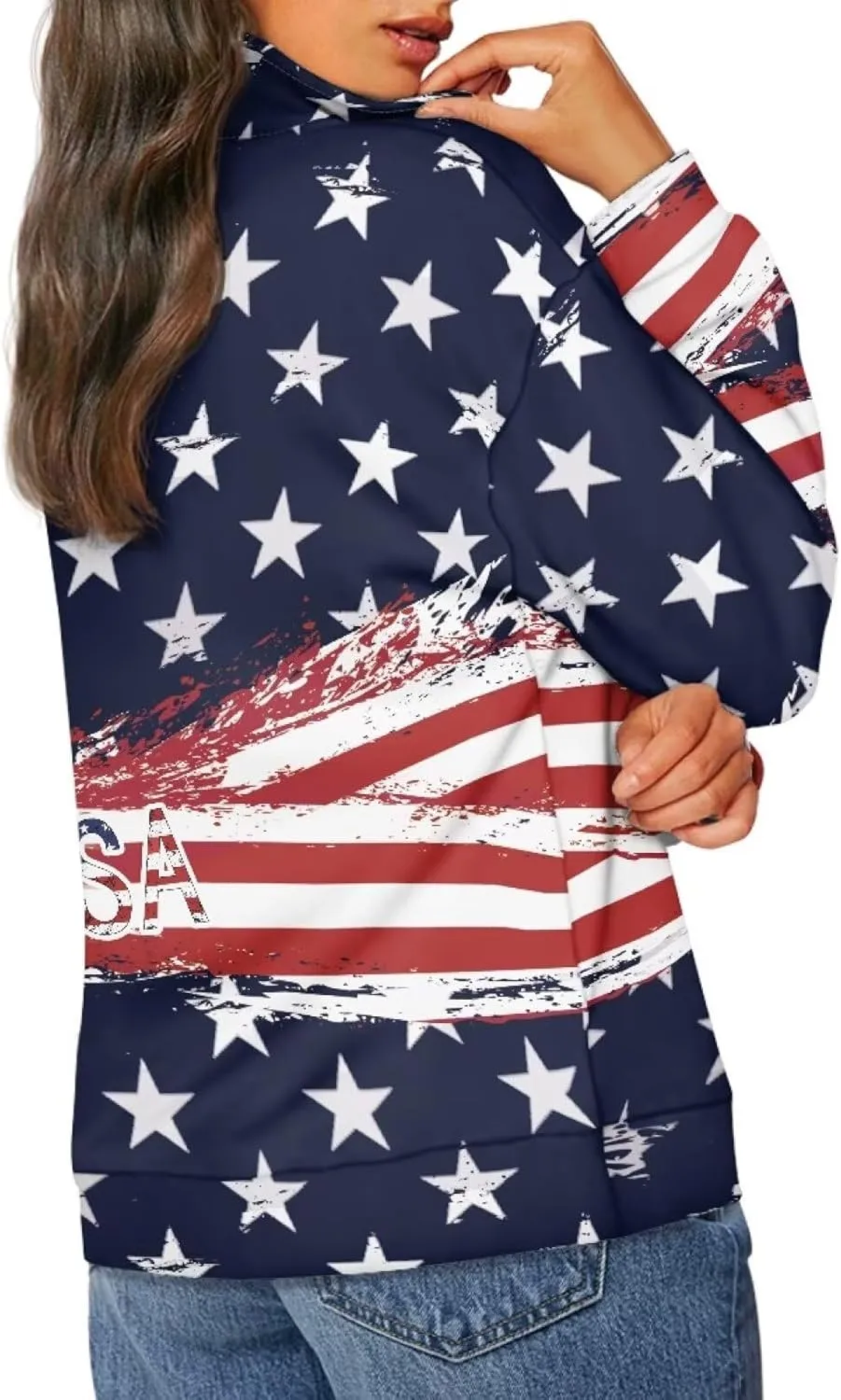 Womens Oversized Hoodie Half Zip UP Sweatshirt Graphic Sweaters for Women 2024 Fall Winter Size S-3XL