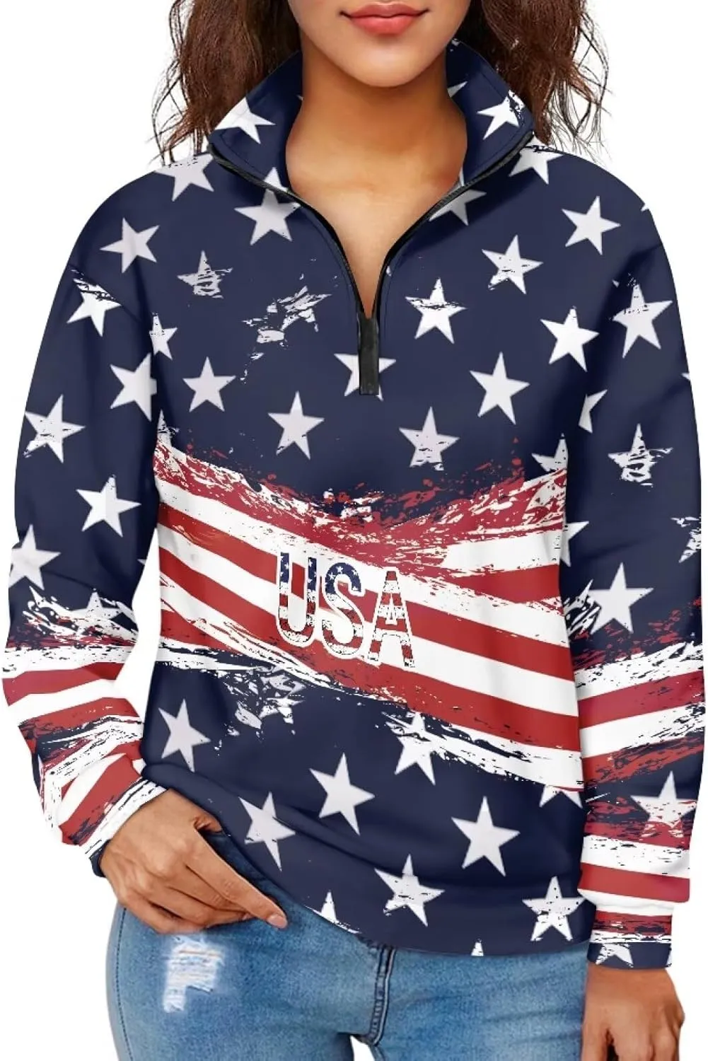 Womens Oversized Hoodie Half Zip UP Sweatshirt Graphic Sweaters for Women 2024 Fall Winter Size S-3XL