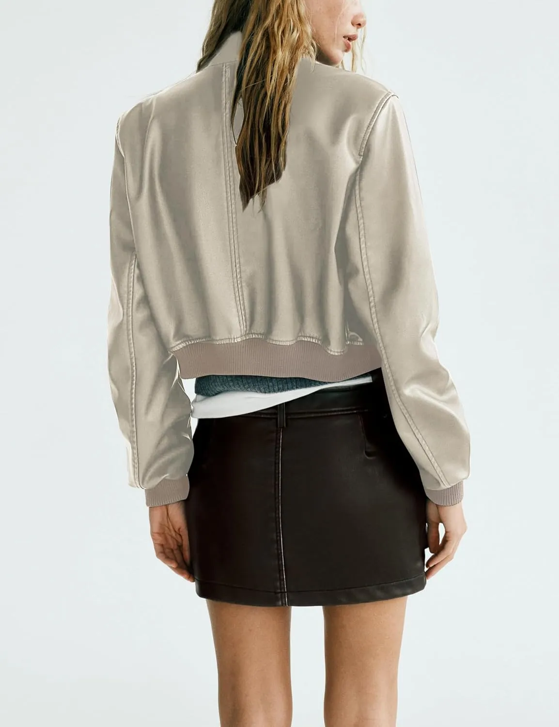 Womens Oversized Leather Jackets Faux Fall Outfits Fashion Clothes Motorcycle Coats Bomber Jacket