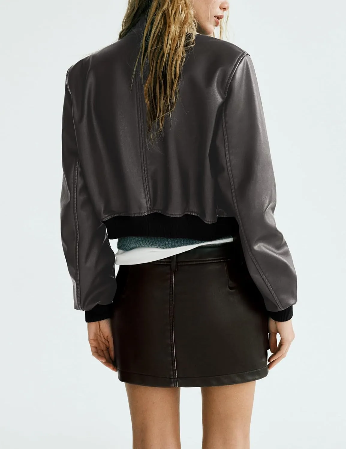 Womens Oversized Leather Jackets Faux Fall Outfits Fashion Clothes Motorcycle Coats Bomber Jacket