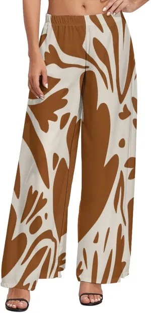 Women's Pants Elastic High Waisted Boho Tie Die Colors Flower Palazzo Casual Wide Leg Dress Pants for Women