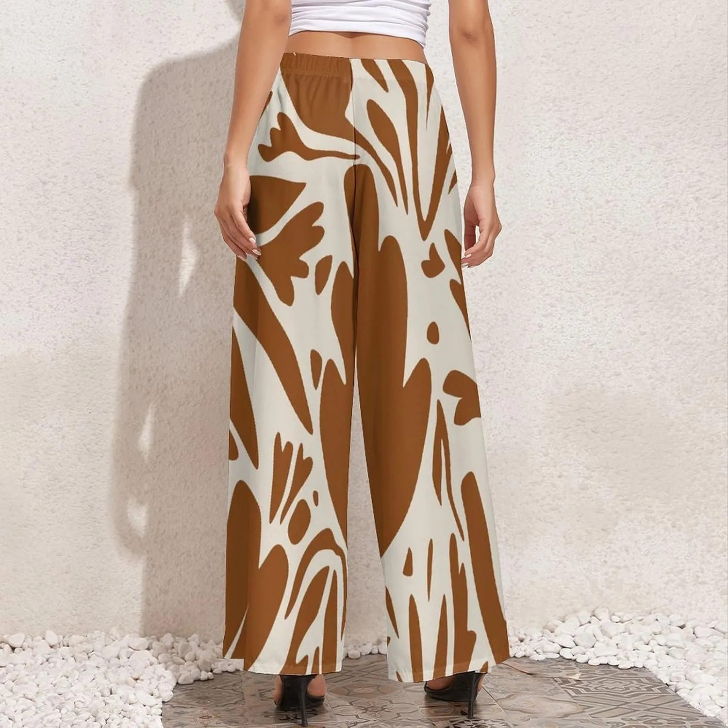Women's Pants Elastic High Waisted Boho Tie Die Colors Flower Palazzo Casual Wide Leg Dress Pants for Women