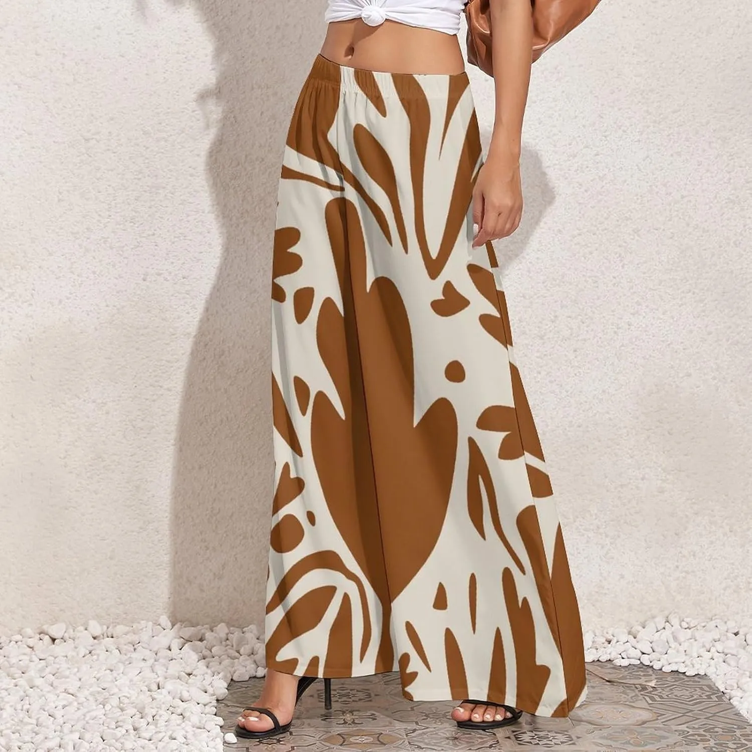 Women's Pants Elastic High Waisted Boho Tie Die Colors Flower Palazzo Casual Wide Leg Dress Pants for Women