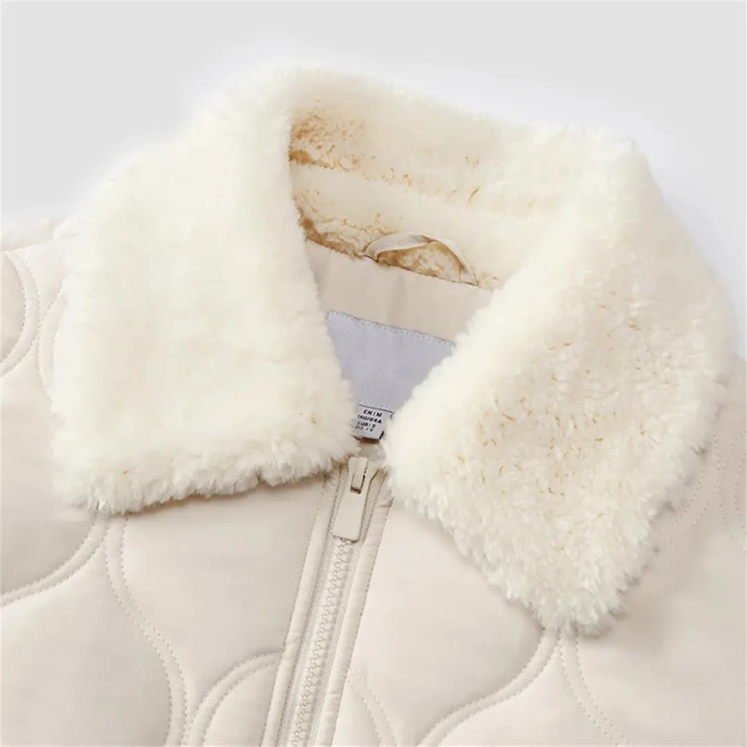 Women's Patchwork Lapel Versatile Winter Loose Solid Retro Cotton-Padded Coat
