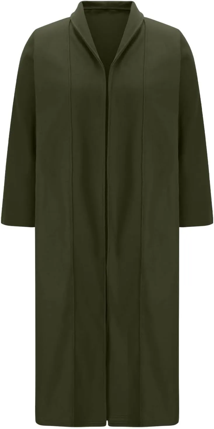 Women's Pea Trench Coat Lapel Collar Long Jacket Open Front Belted Overcoat with Pockets Trendy Warm Winter Coats