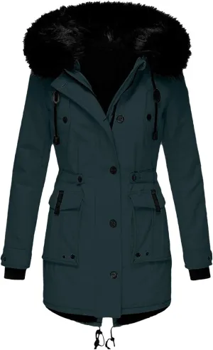 Women's Plus Size Jacket Warm Coat Jackets Outwear Faux-Fur' Lined Trench Winter Hooded Womens Fleece Coats