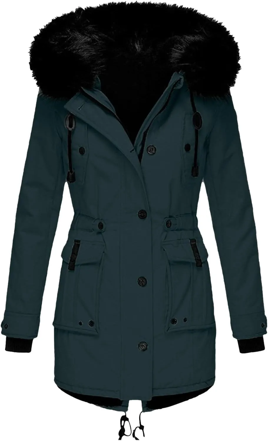 Women's Plus Size Jacket Warm Coat Jackets Outwear Faux-Fur' Lined Trench Winter Hooded Womens Fleece Coats