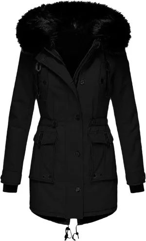Women's Plus Size Jacket Warm Coat Jackets Outwear Faux-Fur' Lined Trench Winter Hooded Womens Fleece Coats