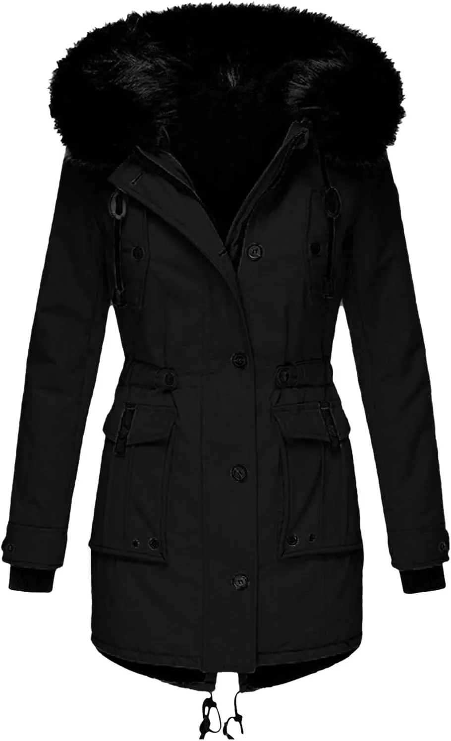 Women's Plus Size Jacket Warm Coat Jackets Outwear Faux-Fur' Lined Trench Winter Hooded Womens Fleece Coats