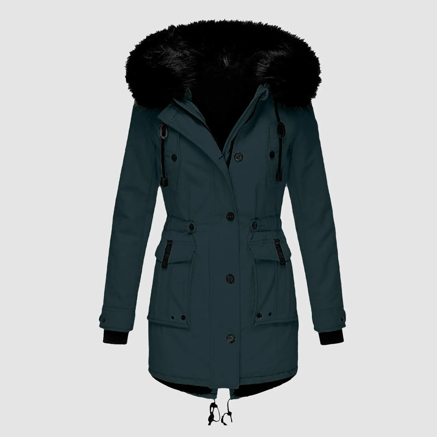 Women's Plus Size Jacket Warm Coat Jackets Outwear Faux-Fur' Lined Trench Winter Hooded Womens Fleece Coats