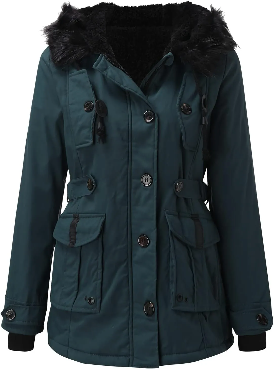 Women's Plus Size Jacket Warm Coat Jackets Outwear Faux-Fur' Lined Trench Winter Hooded Womens Fleece Coats