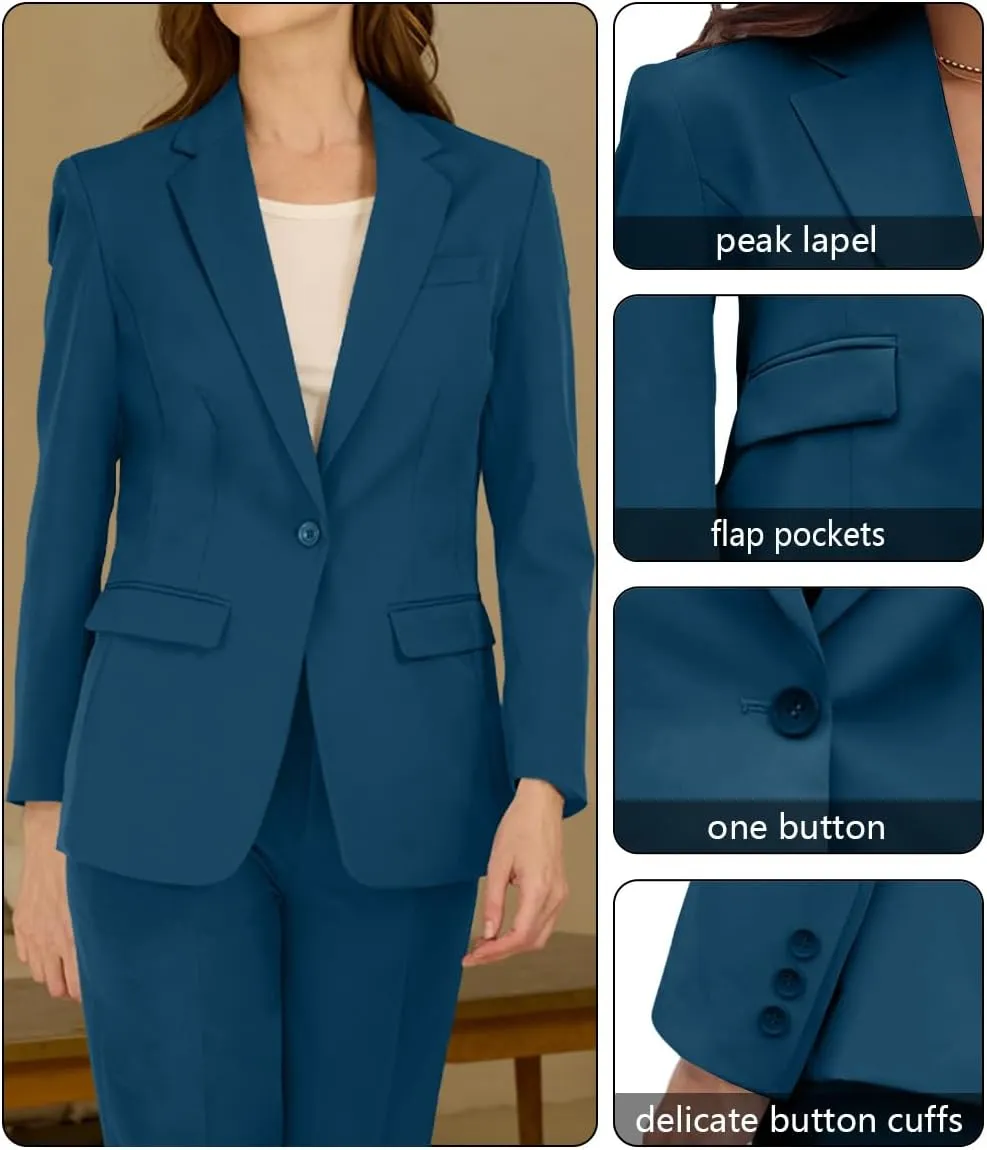 Women's Professional Suit 2 Piece Slim Fit Outfit Business Office Work Tuxedo Blazer Pants Suits