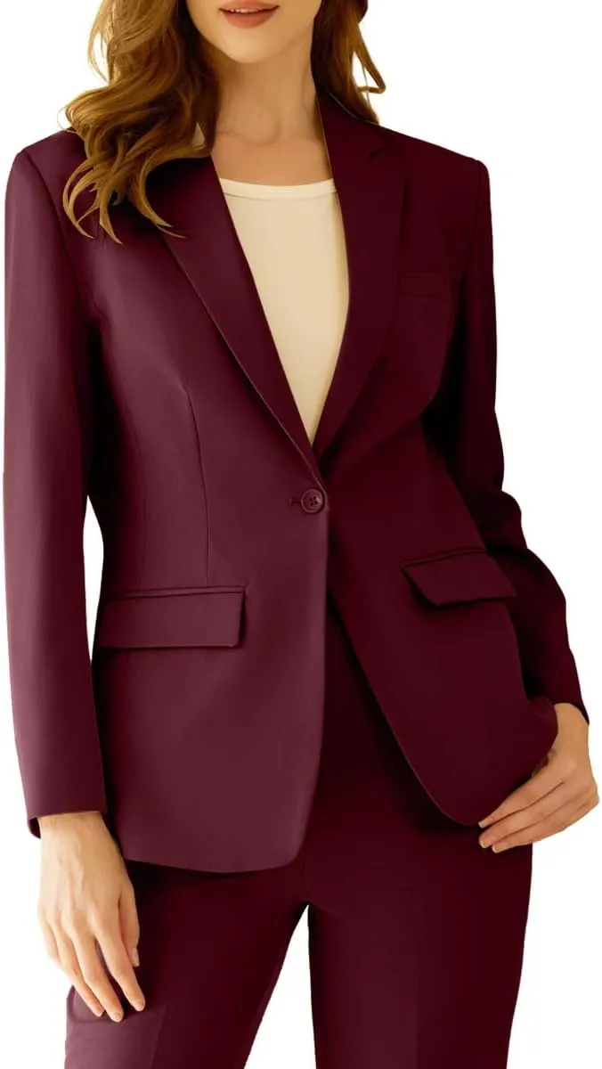 Women's Professional Suit 2 Piece Slim Fit Outfit Business Office Work Tuxedo Blazer Pants Suits