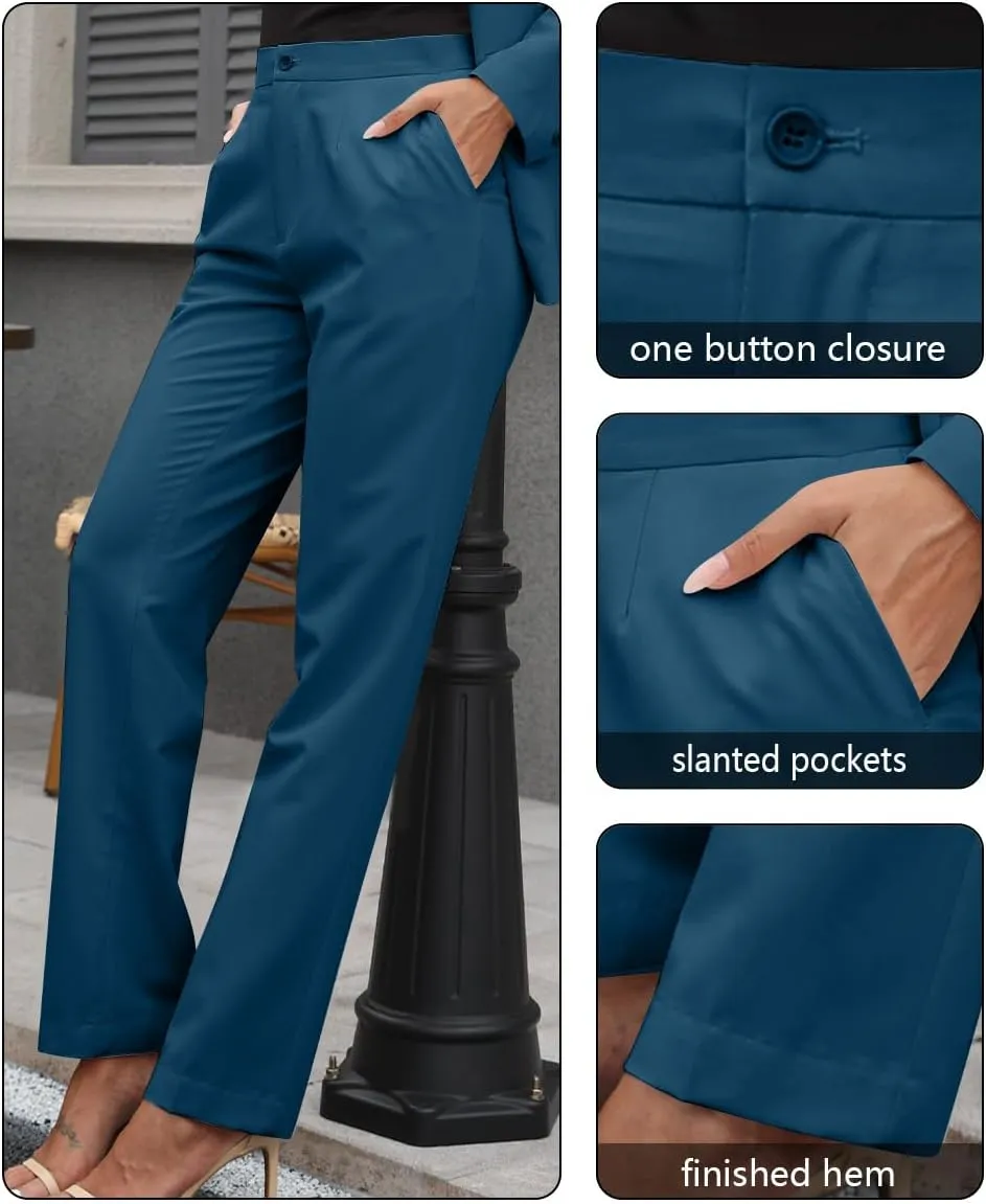 Women's Professional Suit 2 Piece Slim Fit Outfit Business Office Work Tuxedo Blazer Pants Suits
