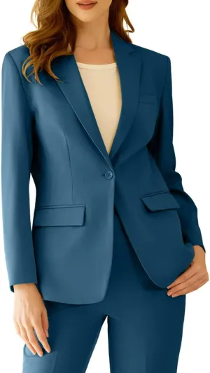 Women's Professional Suit 2 Piece Slim Fit Outfit Business Office Work Tuxedo Blazer Pants Suits