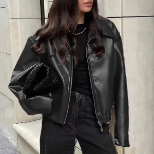 Women's Vegan PU Leather Jacket - Burgundy & Matte Black Faux Moto Coat (Cruelty-Free Waterproof Outerwear) 2025