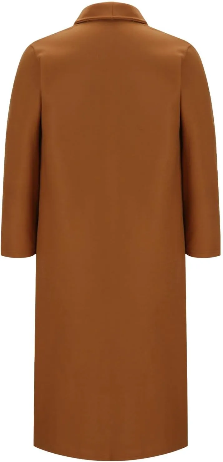 Women's Winter Midi Long Pea Coat Trench Coat Fashion Long Sleeve Outwear Jackets Office Work Coats Soft Classy