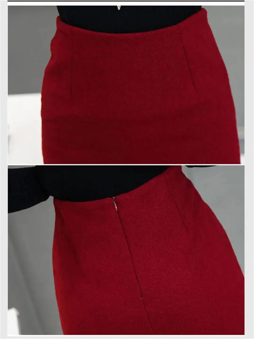Women's Winter Warm Wool Skirt High Waist Slit Hip Wrap Pencil Skirt Casual Versatile Skirt