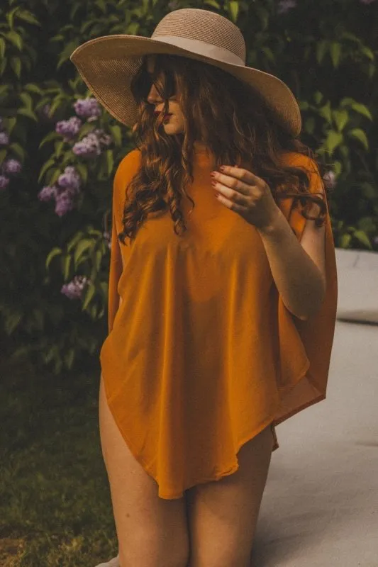 Xander Kostroma - Honey Orange Viscose Beach Coverup for Women - 65 x 95cm - Sustainable and Stylish Beachwear - Perfect for Poolside Relaxation and Summer Fun