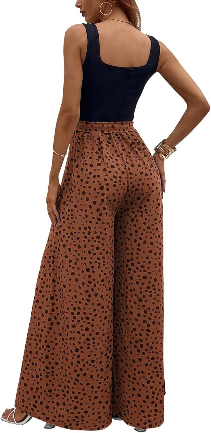 Yajedo Women's Jumpsuits Dressy Casual Summer Loose Wide Leg Tank Top Jumpsuit with Belt