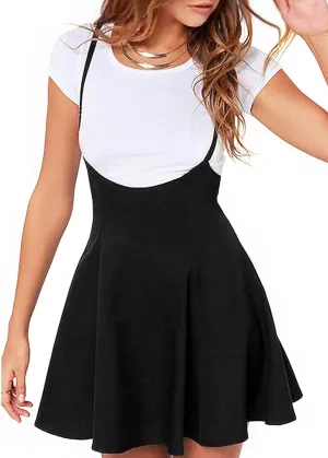 YOINS Women's Suspender Skirt Basic High Waist Versatile Flared Skater Skirt